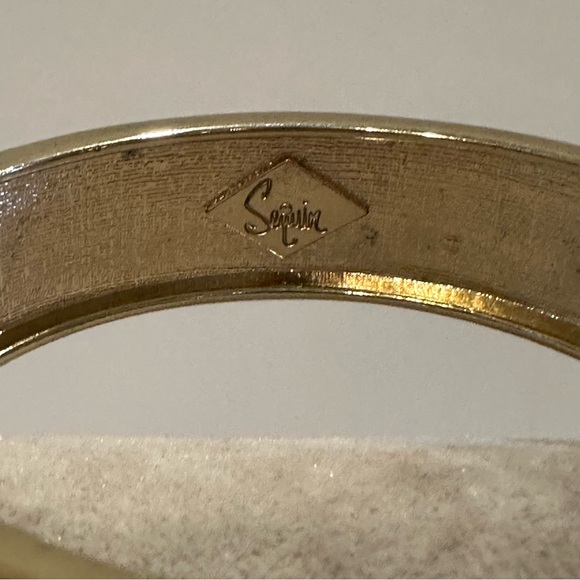 Sequin by Nordstrom Clamper Bangle Bracelet-black enamel, gold w/ clear crystals - Picture 13 of 13